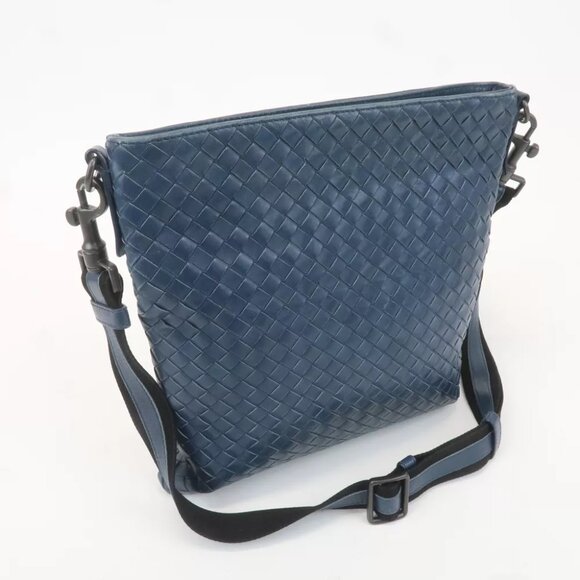 Auth BOTTEGA VENETA Hobo Intrecciato Shoulder Bag Navy Leather - Picture 7 of 16